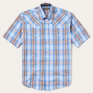 Stetson Casual Blue and Tan Button Down Shirt